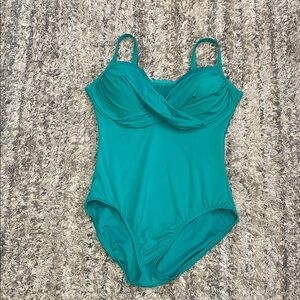 Lands End 18L Women's Long Torso Sculpting Targeted Control Draped 1 Piece Swim